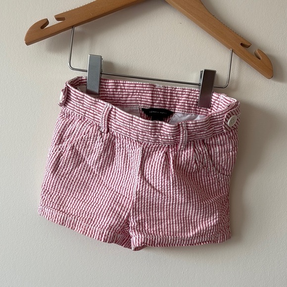 Tommy Pink and White Seersucker Shorts with Elastic Waistband - Picture 1 of 3